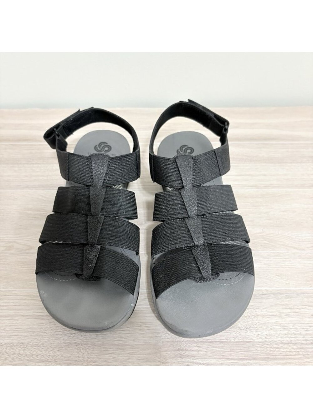 Clarks Cloudsteppers Black Aria Shaylie Adjustable Sandals
